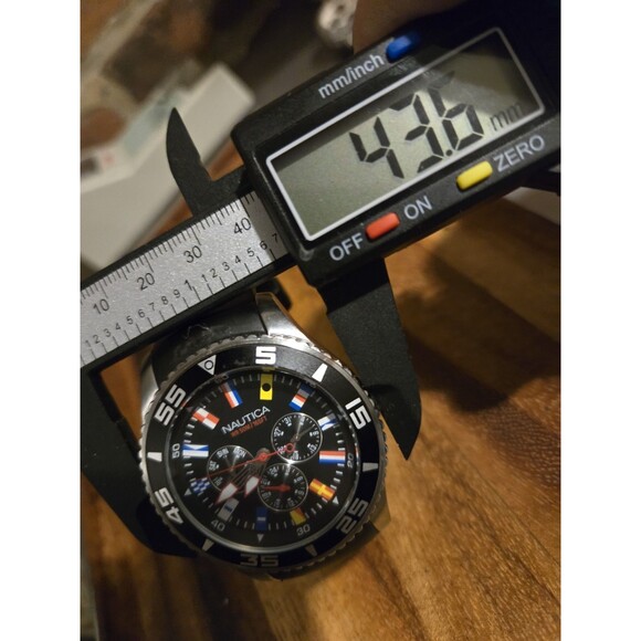 Nautica Men's A12626G 44mm Black Rubber Band Steel Case Quartz Flag Watch - Picture 10 of 10